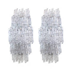 Pair of Lucite Cascading Icicle Sconces