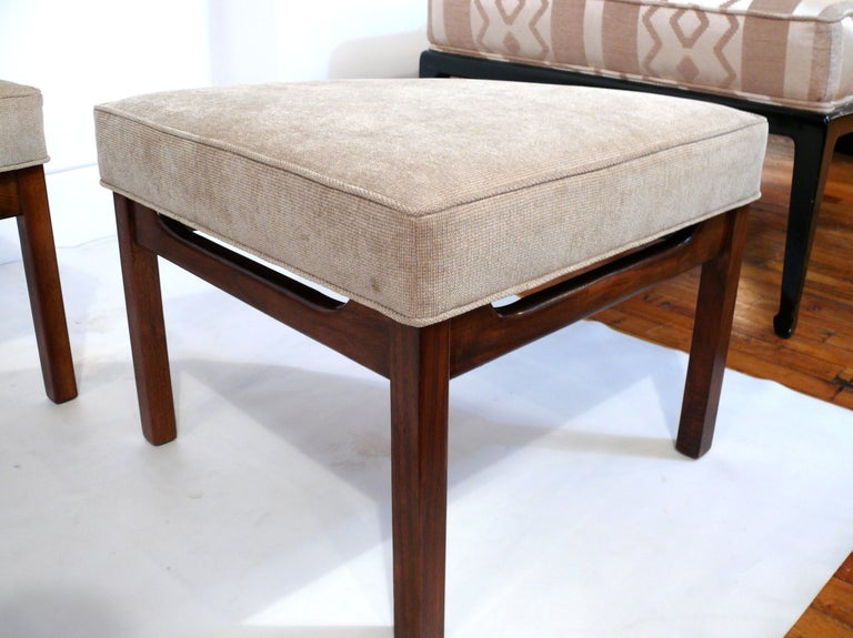 Wood Mid Century Upholstered Sectional Ottoman/Cocktail Table