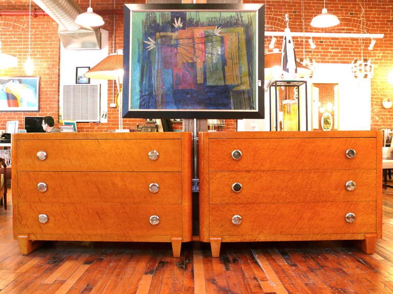 Pair of Birdseye Maple Chests in the Manner of Donald Deskey