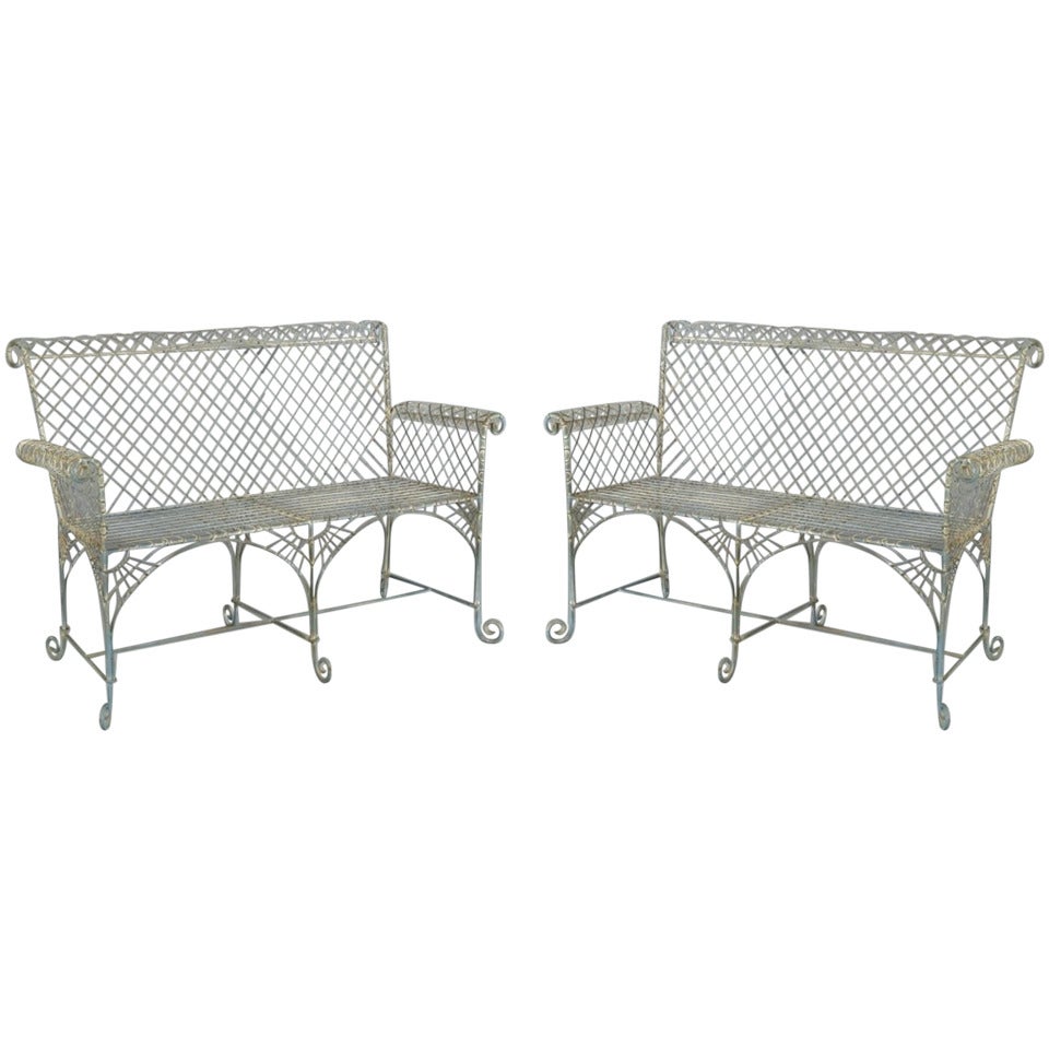 Pair of Classic Wire Garden Benches