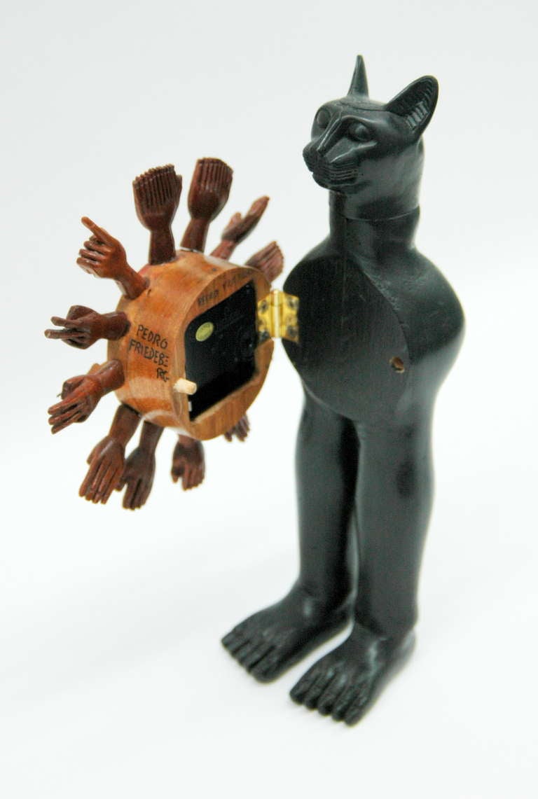 Mexican Pedro Friedeberg Egyptian Cat Clock For Sale