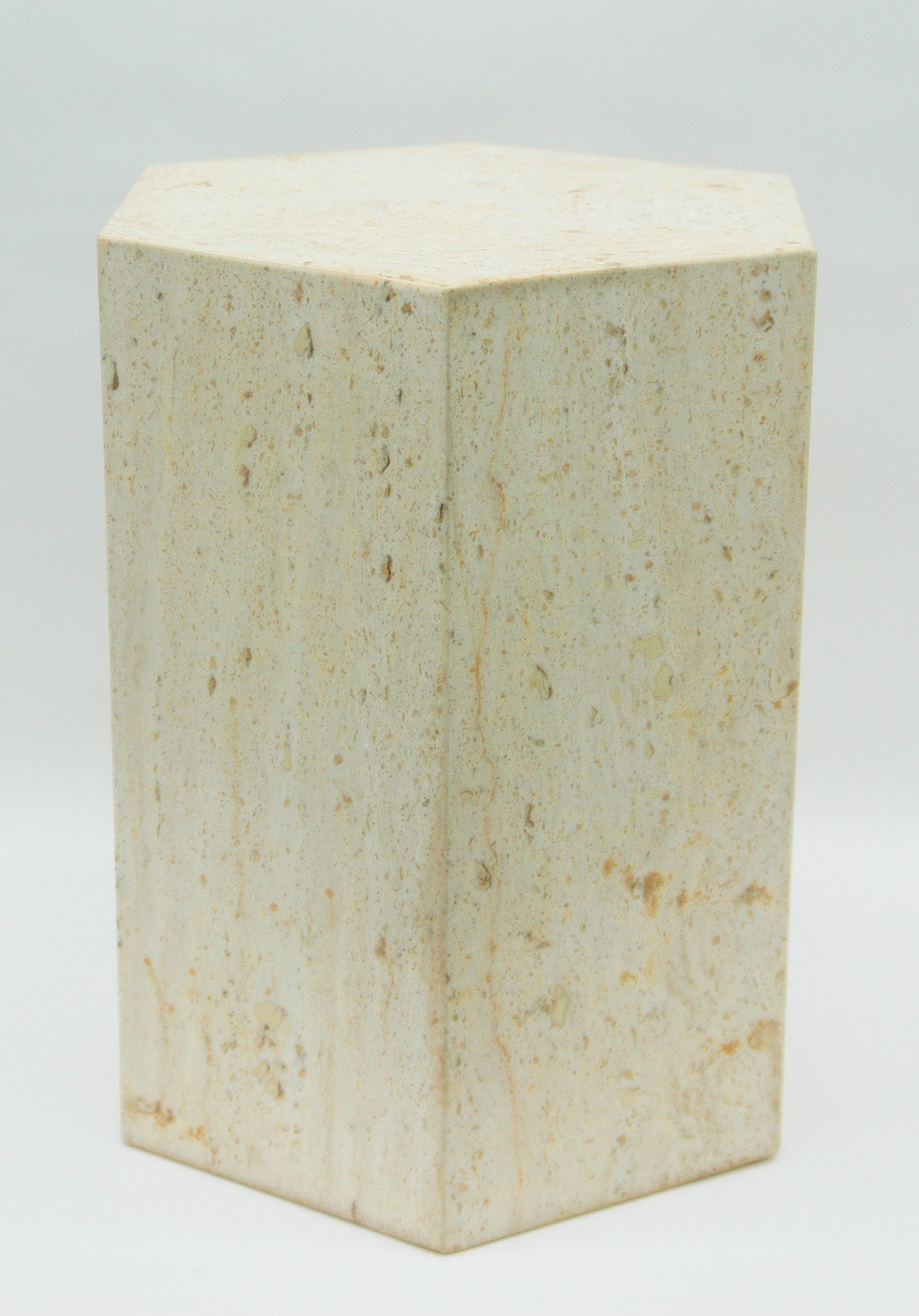 Pace Collection Travertine Hexagonal Pedestal or Side Table