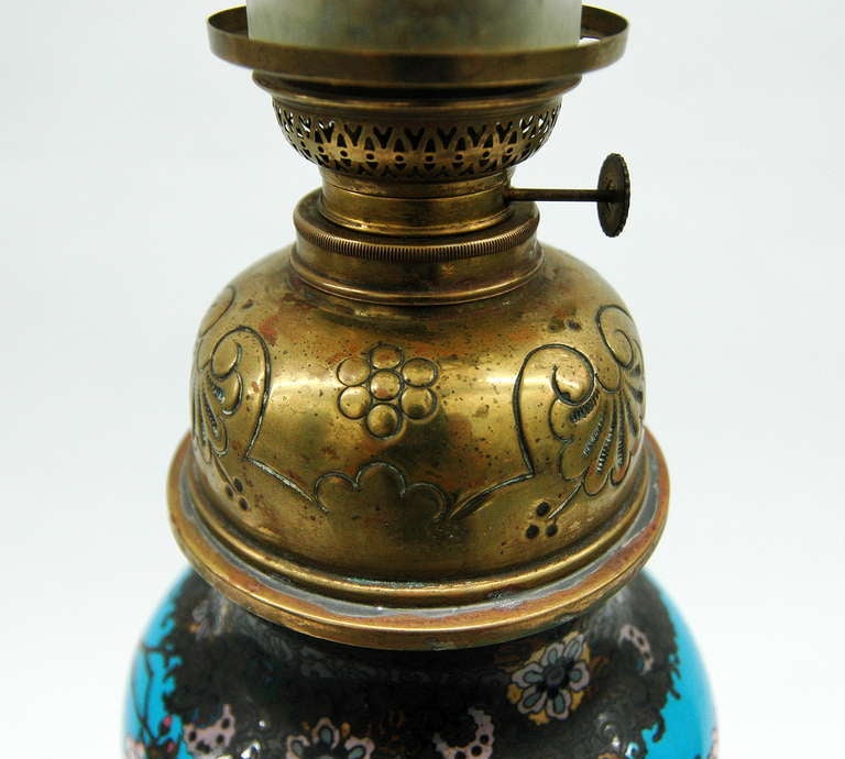19th Century Cloisonné Oil Lamp by Theodore Deck