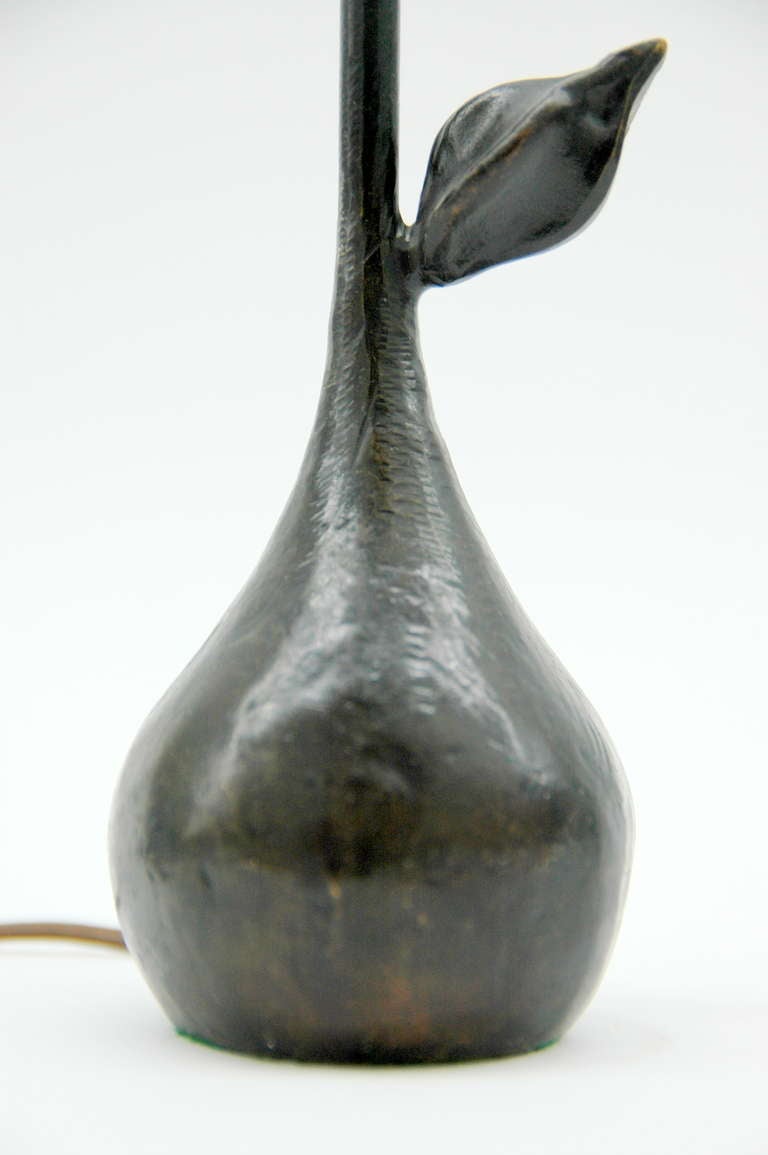 Swiss Small Wrought Iron Lamp with Pear Form Base For Sale