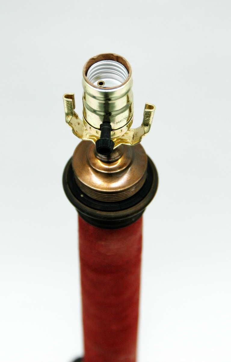 American Pair of Vintage Fire Hose Table Lamps