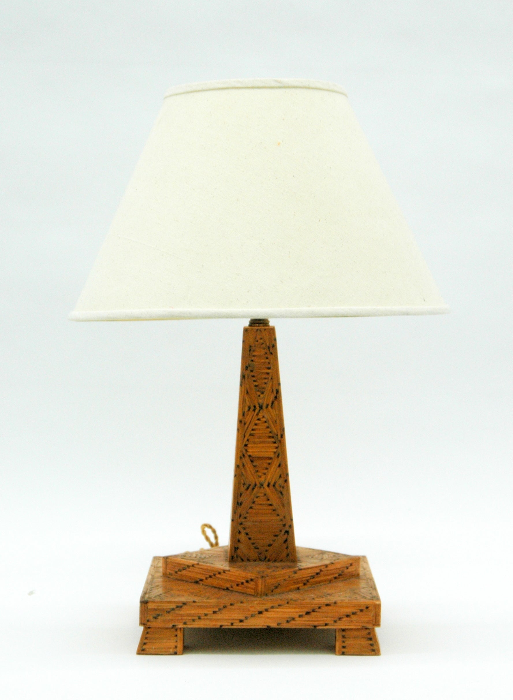 Tramp Art Match Stick Table Lamp