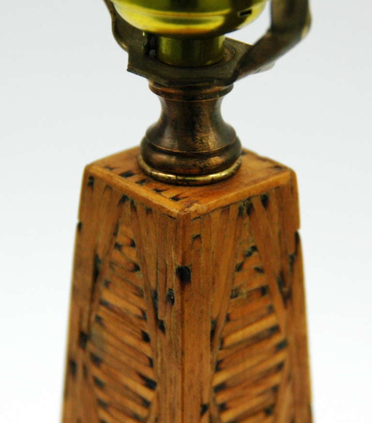 American Tramp Art Match Stick Table Lamp