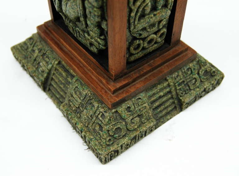 Unique Zabriski Table Lamp with Mayan Inspired Tile Panels In Good Condition In NYC, NY