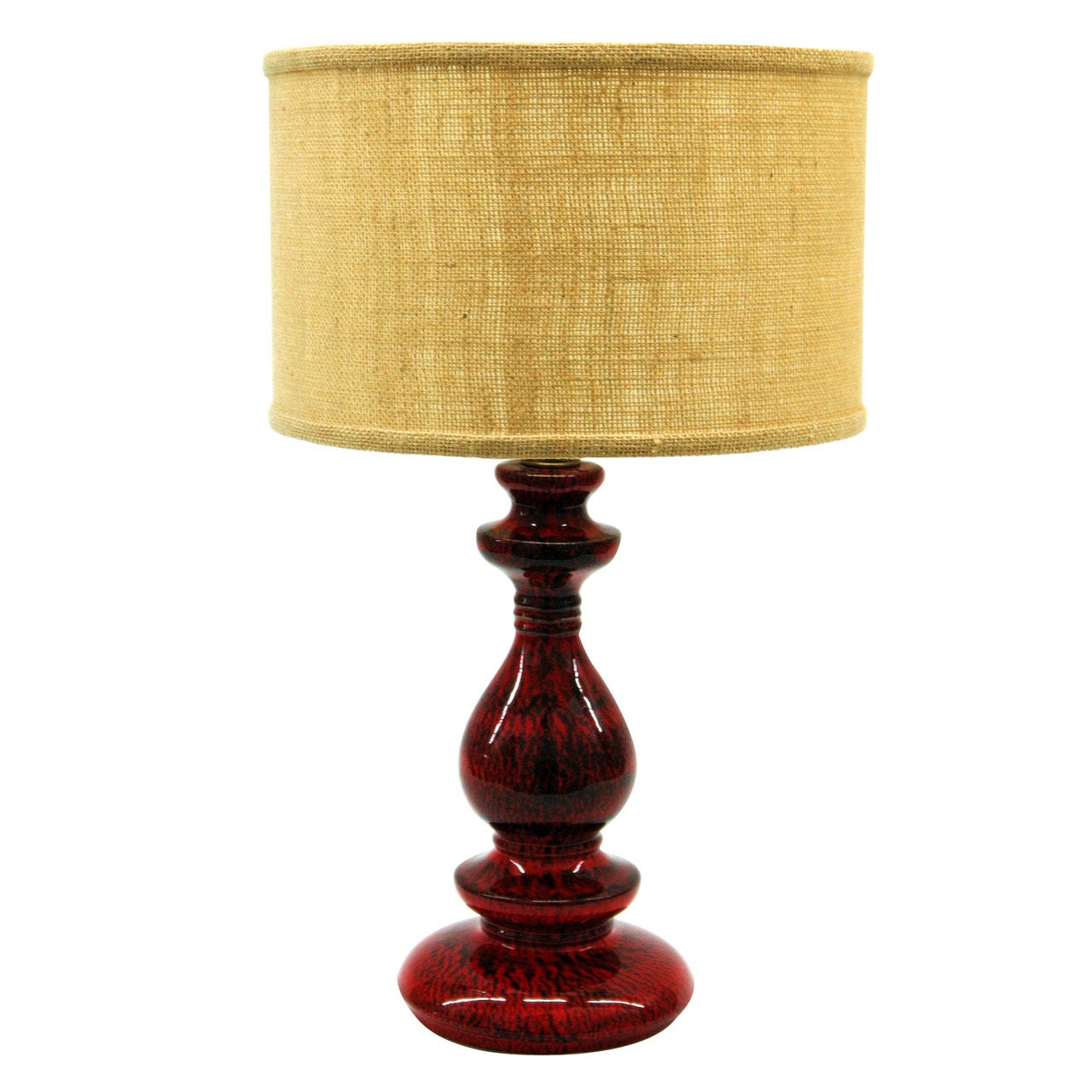 Red Slip Glazed Baluster Form Lamp For Sale
