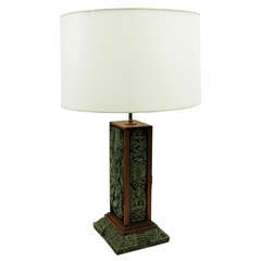 Unique Zabriski Table Lamp with Mayan Inspired Tile Panels