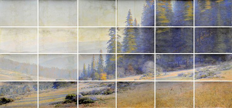 'Grassy Hillside Sloping Towards a Redwood Forest' a monumental painted oil-on-plaster landscape mural in twenty-four (24) panels by listed California artist Charles Bradford Hudson (1865-1939)

This, one of twelve murals commissioned by the