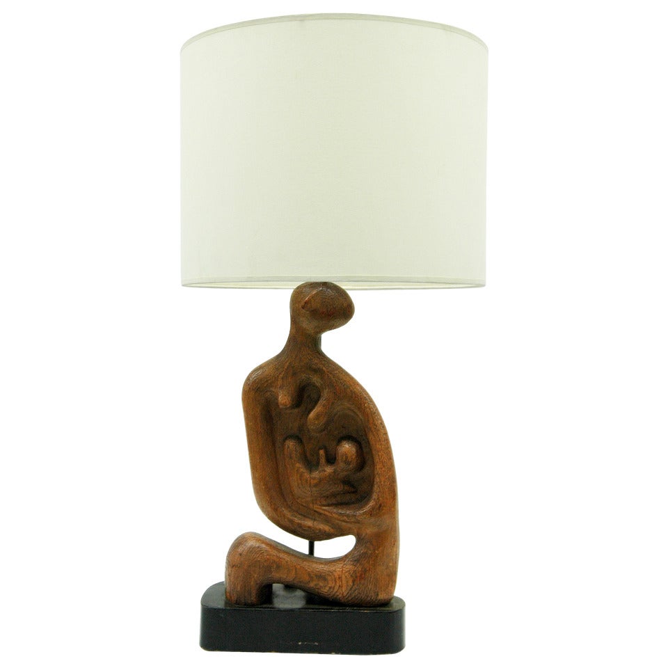 A Very Unique Sculpted Lamp In The Manner Of Henry Moore