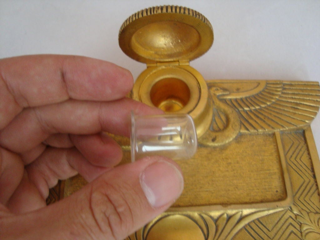 Ormolu Art Deco Bronze Inkwell by Maurice Frecourt