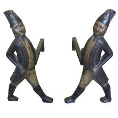 Antique A  Pair  of Andirons /Firedogs in the form of Hessian Soldiers