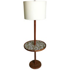 Vintage A Floor Lamp with Circular Tile Table Top by Martz
