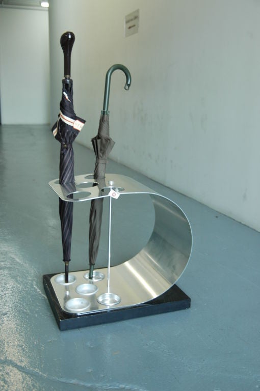 Mid-Century Modern A Modernist Ebonized And Aluminum Umbrella Stand