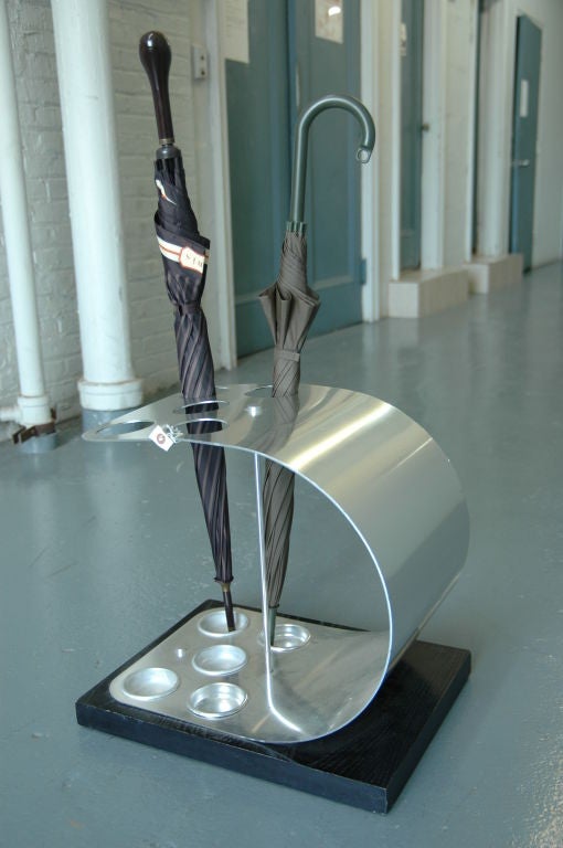 American A Modernist Ebonized And Aluminum Umbrella Stand