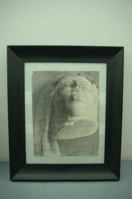 20th Century Framed Charcoals on Paper, Pair