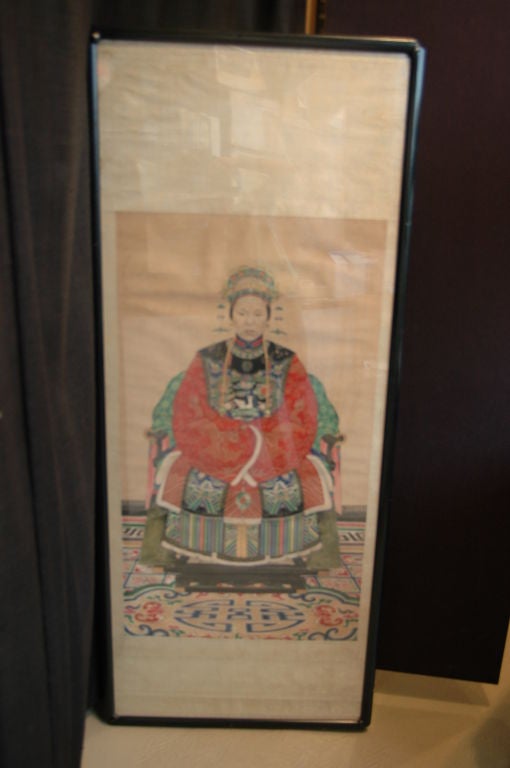 A fine and large Ancestoral portrait of a lady in ceremonial garb.