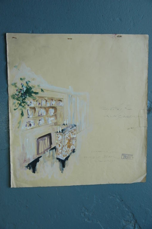 Mid-20th Century Nine Watercolors by Designer Pierre Lottier For Sale