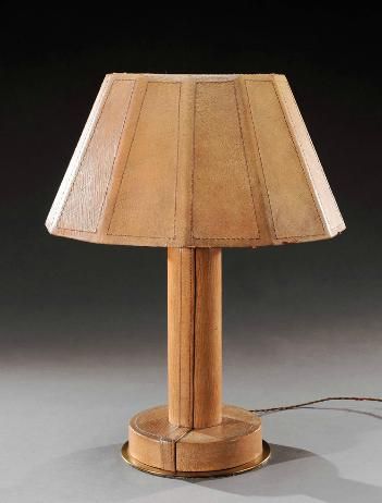 Art Deco Paul Dupre-Lafon Style Leather Desk Lamp