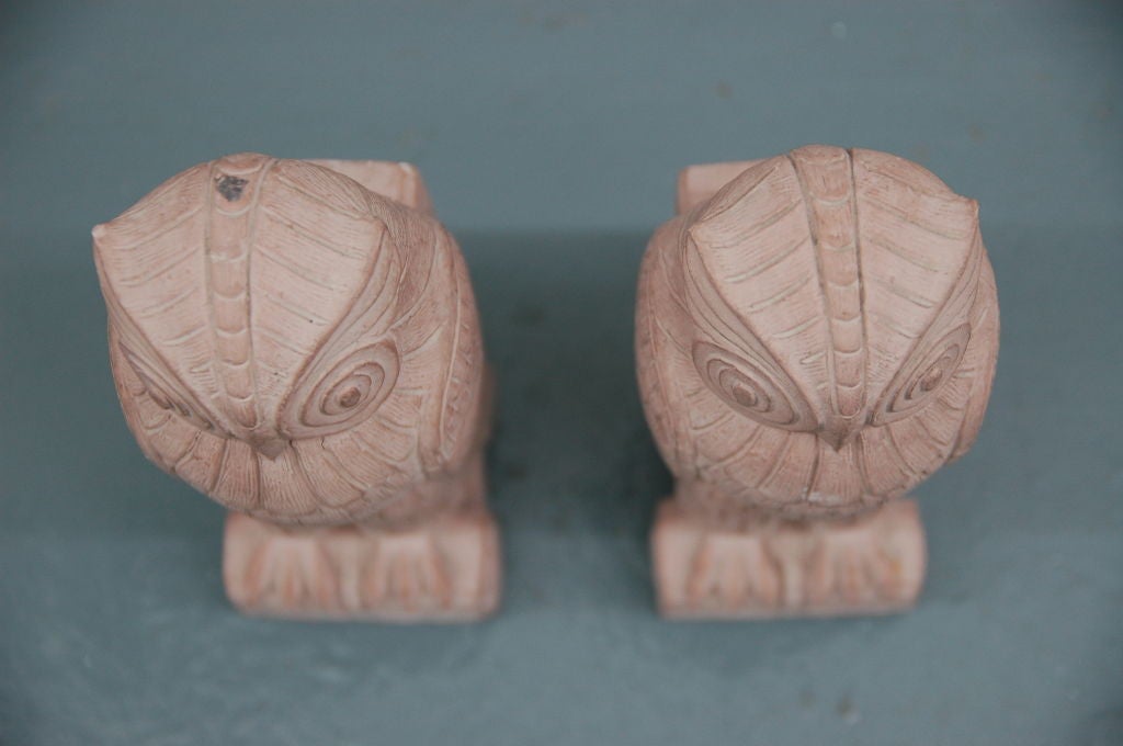 American Hefty Pair of Art Deco Owl Bookends