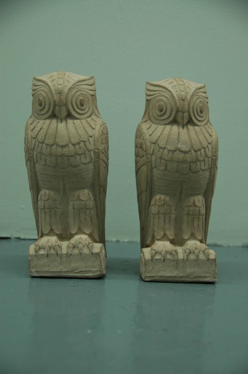 Hefty Pair of Art Deco Owl Bookends 4