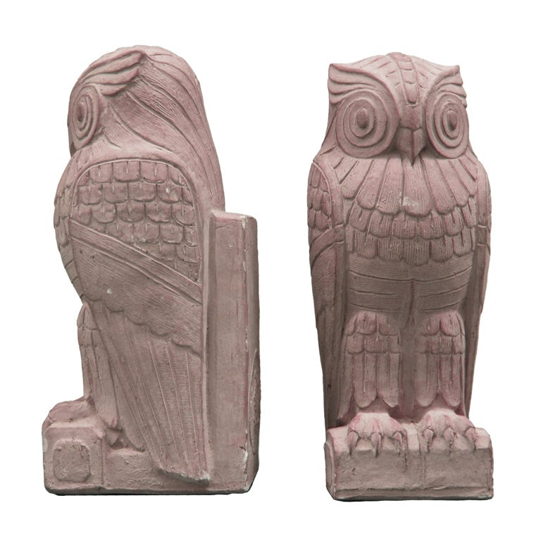 Hefty Pair of Art Deco Owl Bookends