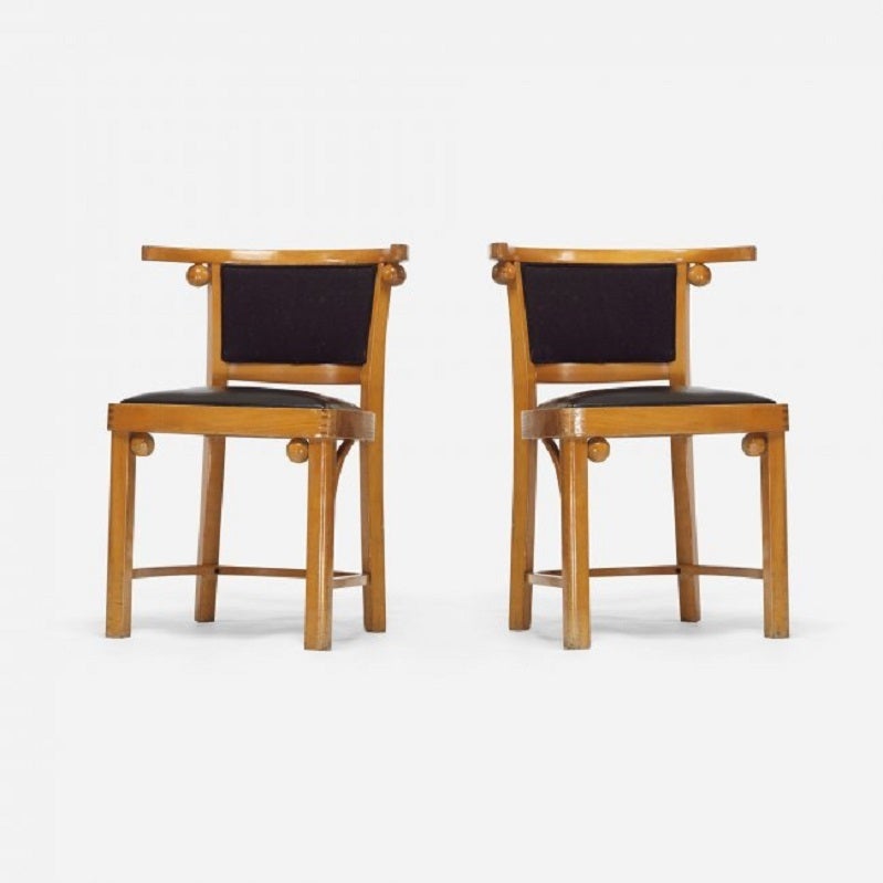 Vienna Secession Pair of Joseph Hoffmann Fledermaus Style Chairs