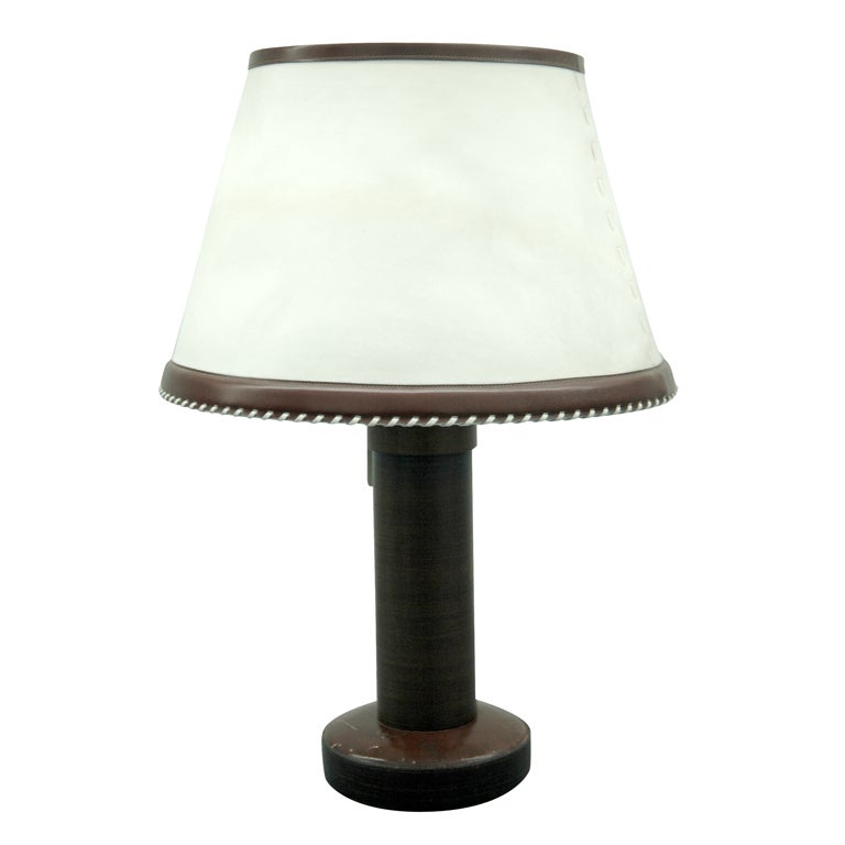 Importante lampe de table avec abat-jour original de Dupré-Lafon pour Hermès en vente