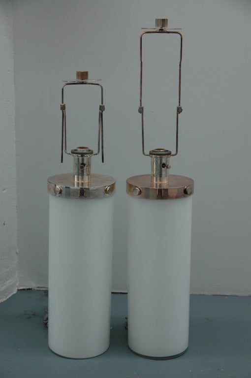 A Pair of Milk Glass Lamps by Ralph Lauren 2