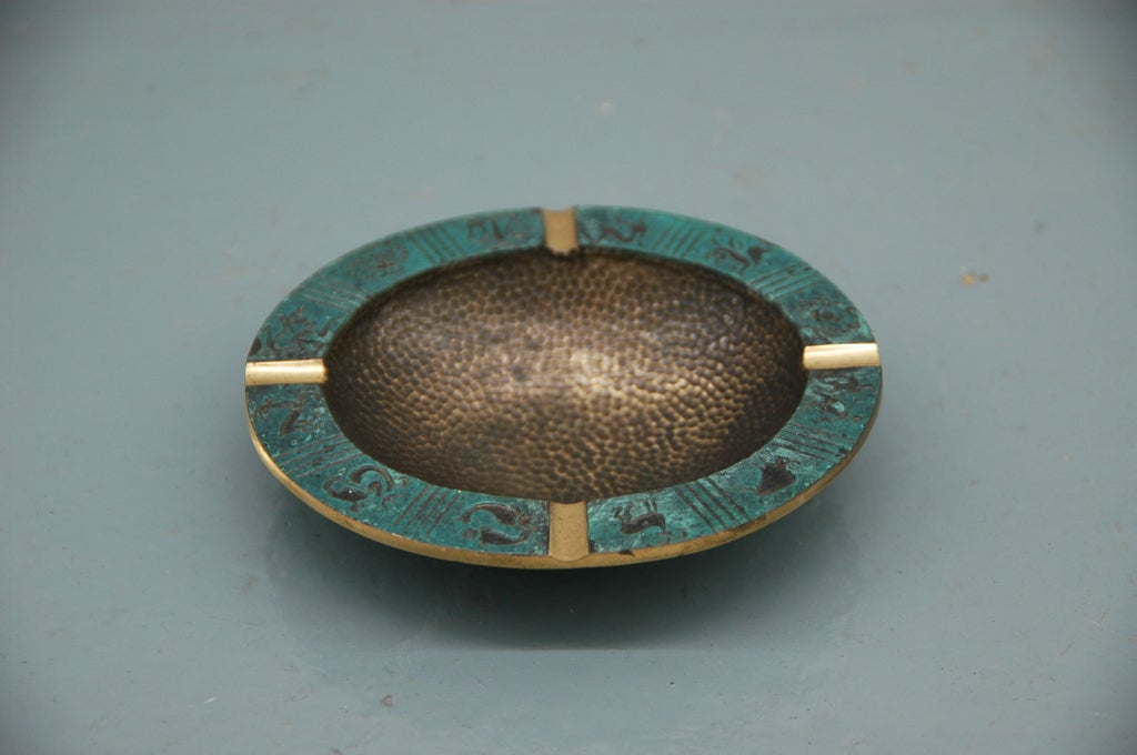 Mid-Century Modern A Bronze Ash Tray or Dish with the Signs of the Zodiac