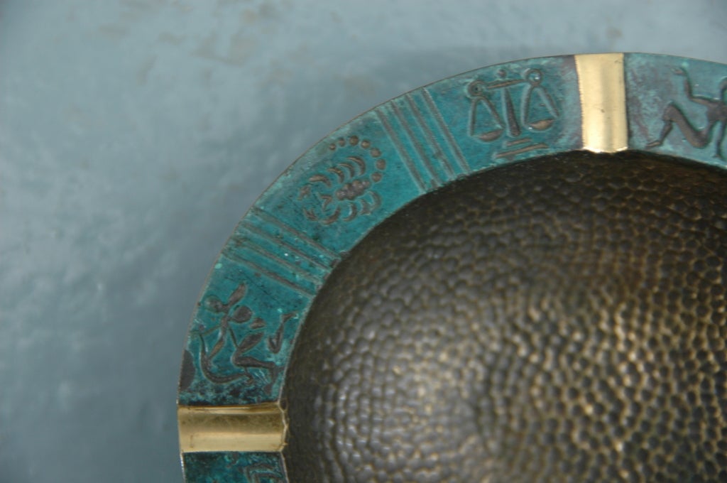 A Bronze Ash Tray or Dish with the Signs of the Zodiac In Excellent Condition In NYC, NY