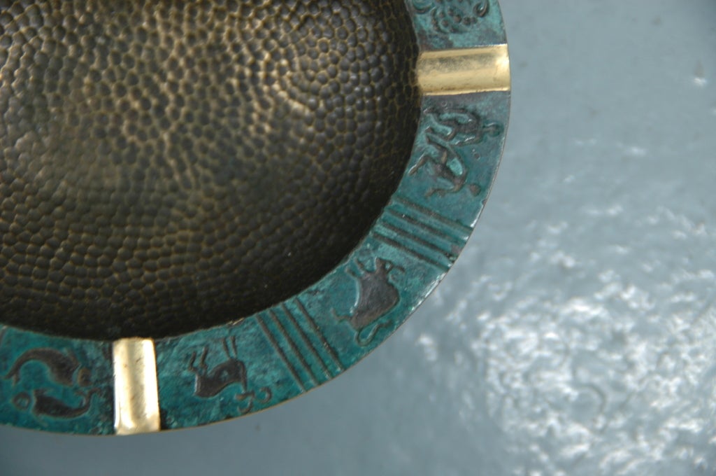 A Bronze Ash Tray or Dish with the Signs of the Zodiac 1