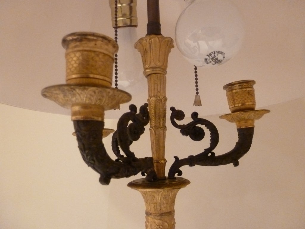Lámpara Candelabro Imperio de Bronce Dorado Fino Francés en venta