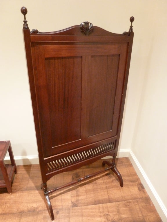 Fine English Floor Fire Screen with Japanese Textile 2