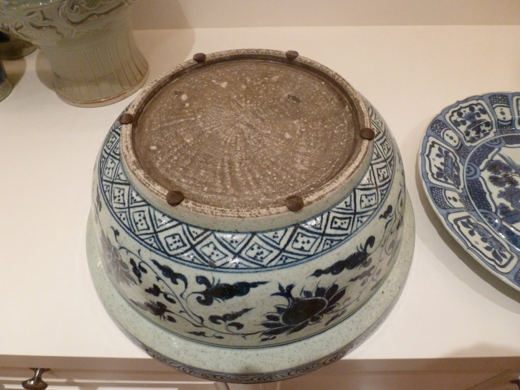 19th Century Large Blue and White Ceramic Bowl