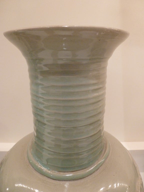 Chinese A Large Celadon Vase with Tall Neck
