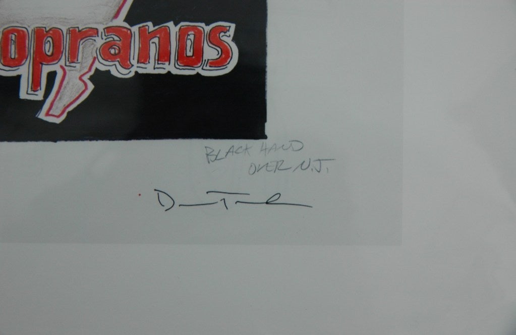 Sammlung von Szenenbildern für die HBO-Originalserie. Die Sopranos, einige signiert von Dean Taucher, mehrere mit Randnotizen. Ein faszinierender Einblick in die Entstehung der gefeierten HBO-Serie.

Diese Kopien der Originalzeichnungen (die