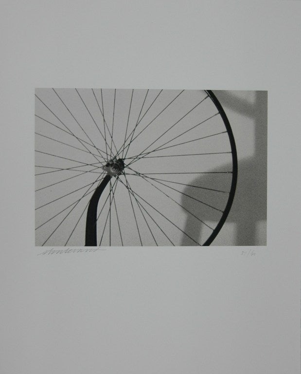 A set of three prints by influential American artist Elaine Sturtevant, studying circular motion and riffing/ripping (depending on your views on copyright) off the works of Robert Rauschenberg, Marcel Duchamp and Alexander Calder. Labelled and Each