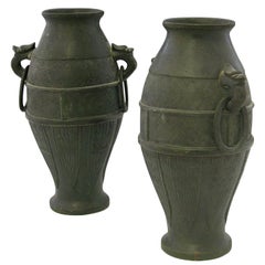 Pair of Japanese Bronze Vases, Meiji Period