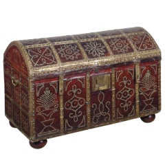 Brass & Studded-Leather Chest, Dated 1879