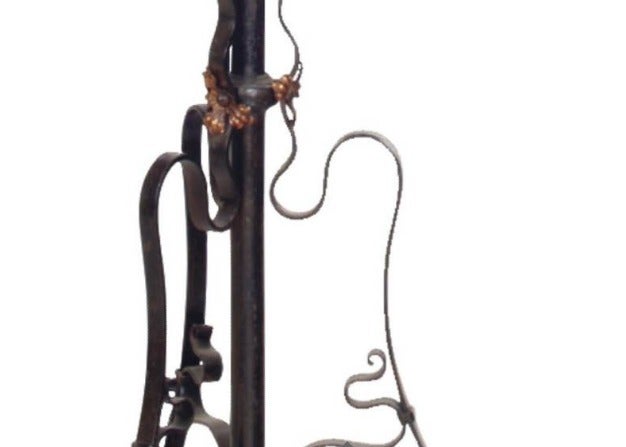 English Copper and Wrought-Iron Floor Lamp