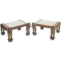 Vintage Large Pair of Egyptian Revival Benches