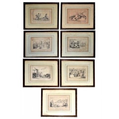 "Comforts of Bath" Seven Satirical Prints by Thomas Rowlandson