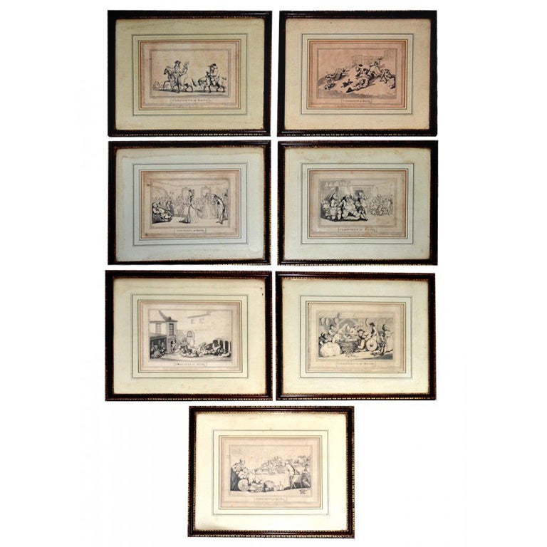 "Comodidades del baño" Siete grabados satíricos de Thomas Rowlandson