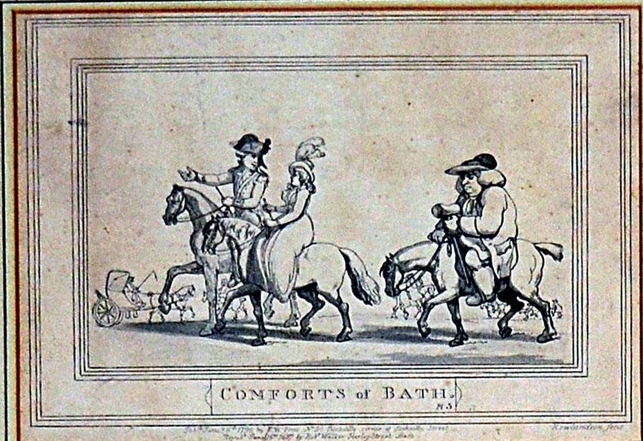 „Comforts of Bath“ Sieben satirische Drucke von Thomas Rowlandson im Angebot 2