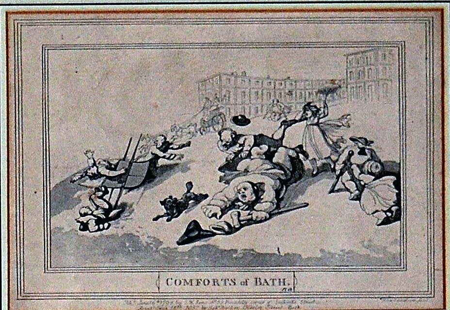 „Comforts of Bath“ Sieben satirische Drucke von Thomas Rowlandson im Angebot 3