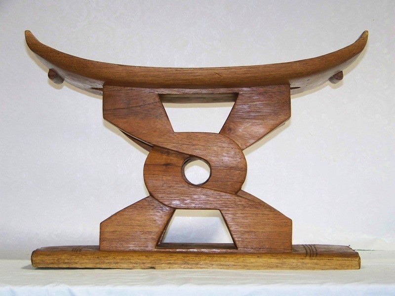 American Curved Midcentury Carved Stool