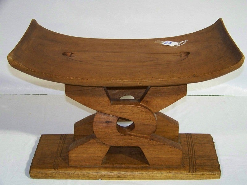 Mid-20th Century Curved Midcentury Carved Stool